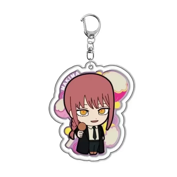 anime chainsaw man keychain pochita makima cute cartoon manga acrylic bag keyring pendant cos baji accessory fans collections