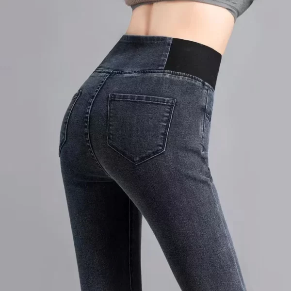 ptkpcc new elastic waist skinny jeans women spring slim stretch denim pants vintage pencil vaqueros mom pantalones de mujer