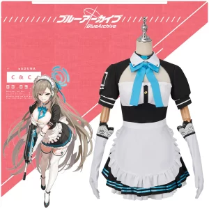 game blue archive itinose asena maid cosplay costume apron uniform suit halloween party role play outfit women dress