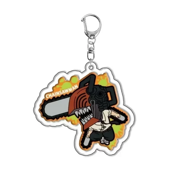 anime chainsaw man keychain pochita makima cute cartoon manga acrylic bag keyring pendant cos baji accessory fans collections