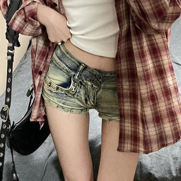 new woman designer low waist punk jeans girls aesthetic elastic high street mini pants female sexy nightclub summer denim shorts