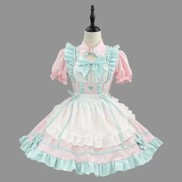 anime s 5xl sweet cute lolita maid dress cosplay costume pink blue girl woman maid dress party coffee shop costumes rainbow girl