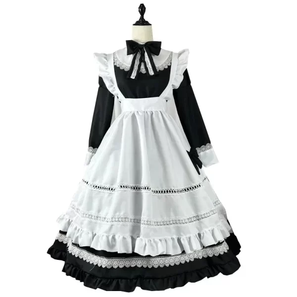 victoria black maid costume women lolita apron lace dress maxi floor length waitress vintage colonial halloween outfit plus size