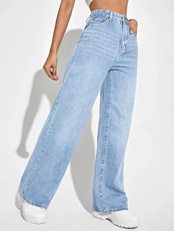 2024 new women's wear european and american loose denim wide leg pants slimming high waist all match jeans for women