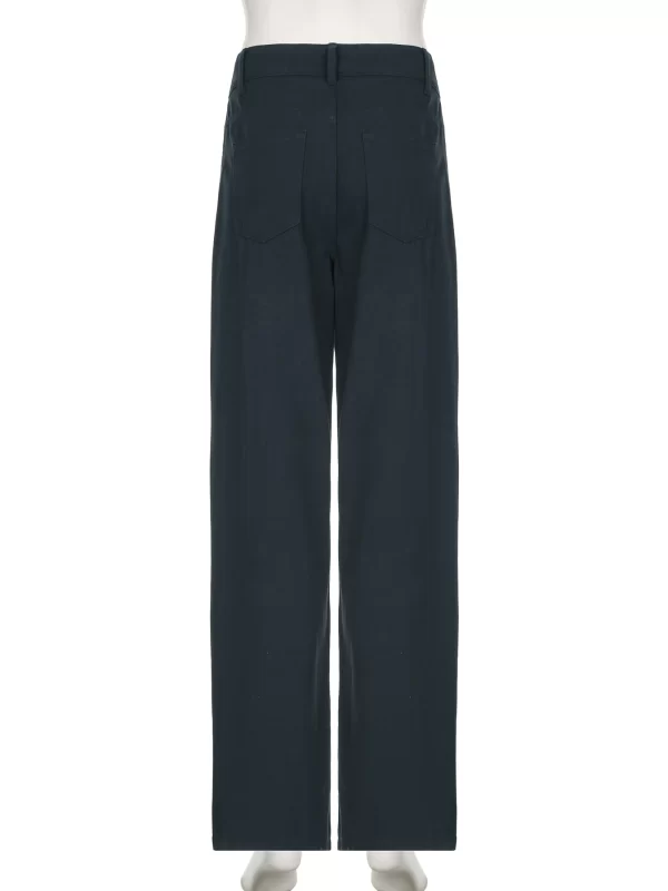 iamsure casual loose rivet jeans wide leg pants basic low waisted straight pants women 2025 spring autumn streetwear ladies