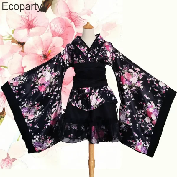 women sexy japanese kimono set fancy girls lolita maid dress halloween stage show garnidelia performance dance costume for women