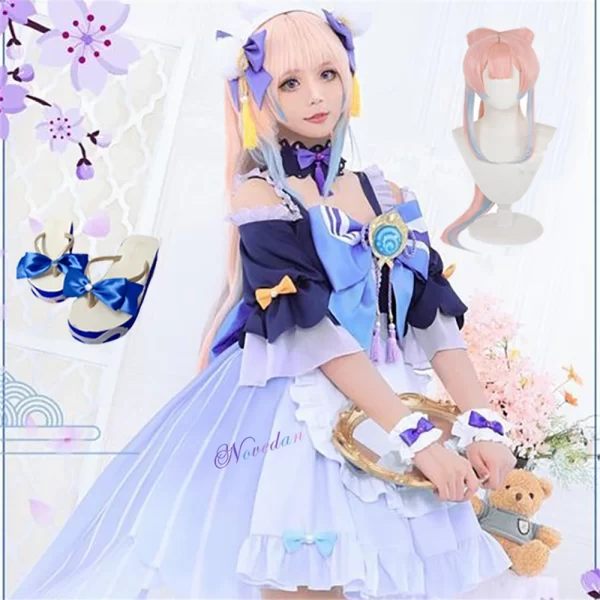 genshinimpact cosplay maid kokomi costume uniform wig shoes sexy women halloween christmas party fancy dress outfit full set