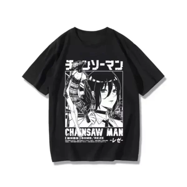 anime t shirt women chainsaw man manga graphic cotton short sleeve tee plus size women tops summer streetwear short sleeve tee