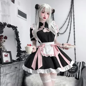 chinese style maid lolita cosplay costume women sweetheart cheongsam dress halloween party waitress role play animation show new