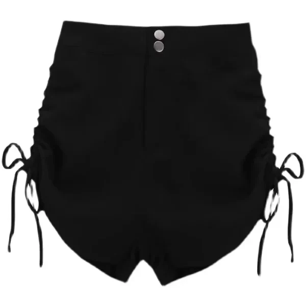 women's autumn/winter high waisted slimming fleece lined petite black wide leg pants sexy spicy hot pants summer shorts