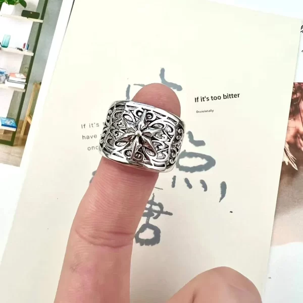 new fashionable simple cross carved ring 925 sterling silver european style men's ring uniquevintage texture ring for men