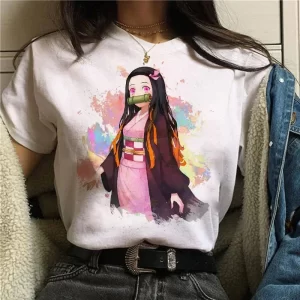 demon slayer t shirt women kimetsu no yaiba nezuko tshirt female tanjirou kamado graphic tee shirt japanese anime manga t shirt