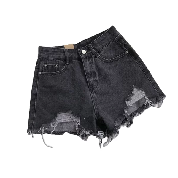 korean denim holes shorts for women fashion high waistwide leg short jeans female designer casual street short 2024 new