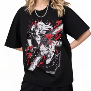 chainsaw man t shirt anime csm denji power makima black shirt soft tee all sizes clothing t shirt for men's and women's cotton