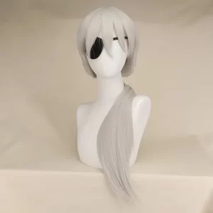 anime chainsaw man quanxi cosplay silver long wig eyes patch halloween party role play heat resistant fiber hair