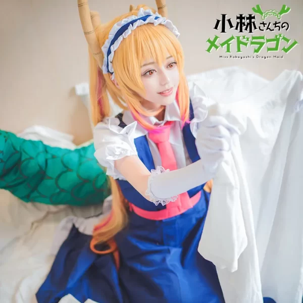 anime miss kobayashi's dragon maid tohru cosplay costumes women lacauch kobayashi holiday party maid uniforms costume wig tail
