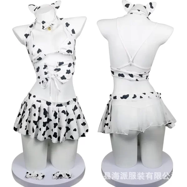 anime maid uniform cow bikini swimsuit extreme mini skirt japanese lingerie cosplay hot outfit girls halloween costume