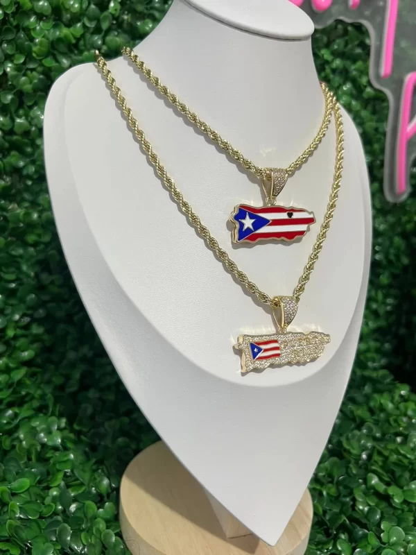 street fashion jewelry european and american 14k gold plated zircon copper puerto rican flag pendant free shipping item