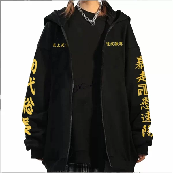 anime cosplay jacket hoodie sweatshirt harajuku tokyo manji gang black baseball uniform zip coat costume women