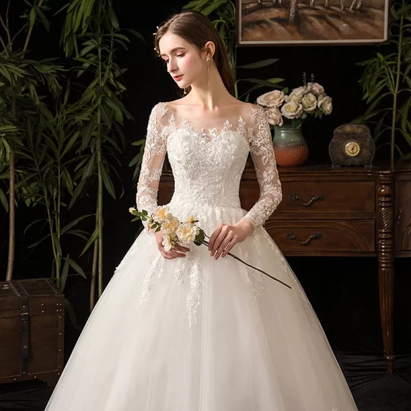 2024 full sleeve lace wedding dresses new luxury muslim ball gown wedding dress custom made vestido de noiva customized