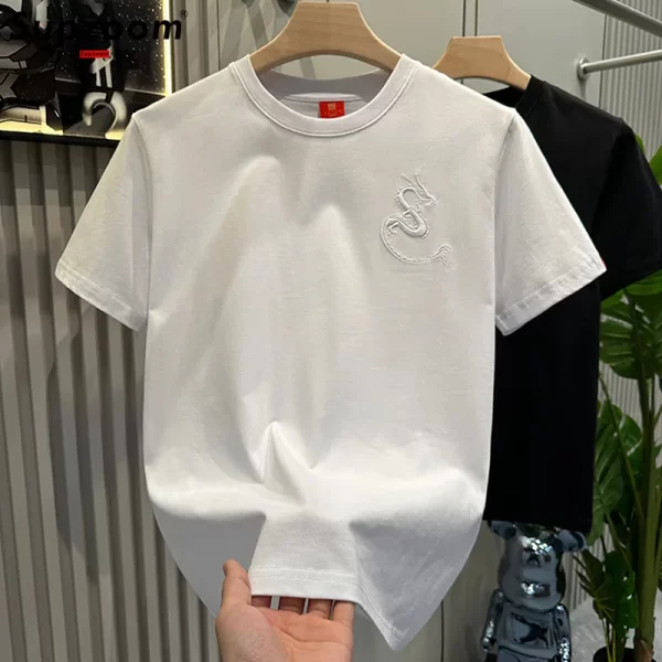 supzoom new arrival summer top fashion embroidery neutral short o neck casual hip hop heavy texture cotton ins loose men tshirt