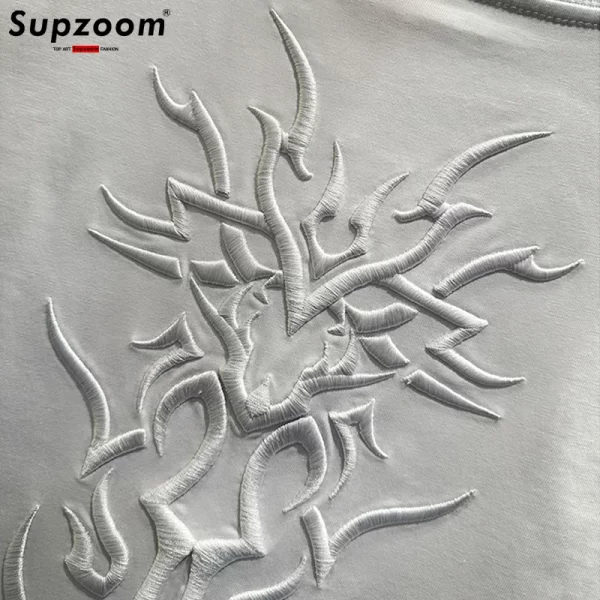 supzoom new arrival summer top fashion embroidery neutral short o neck casual hip hop heavy texture cotton ins loose men tshirt