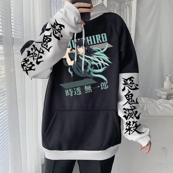 demon slayer anime harajuku hoodie men cool cartoon printed tokitou muichirou sweatshirt plus size imetsu no yaiba manga hoodies