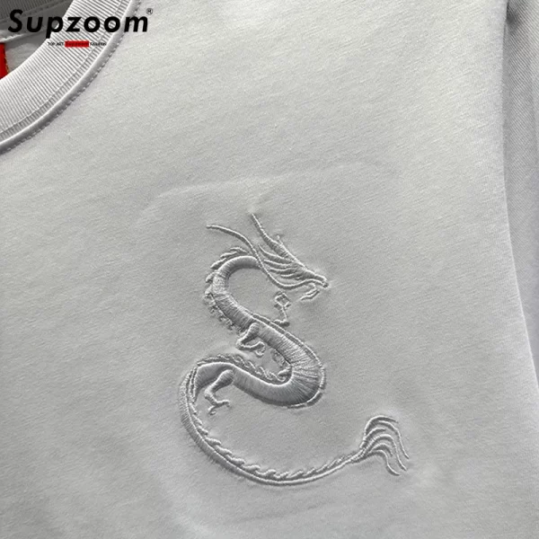 supzoom new arrival summer top fashion embroidery neutral short o neck casual hip hop heavy texture cotton ins loose men tshirt