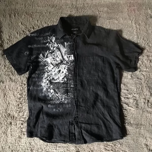 y2k black shirt affliction retro t shirt harajuku men skull holy writ letter printing tee fashion gothic short sleeves tops