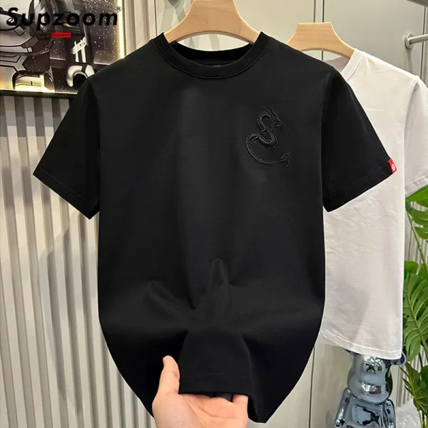 supzoom new arrival summer top fashion embroidery neutral short o neck casual hip hop heavy texture cotton ins loose men tshirt
