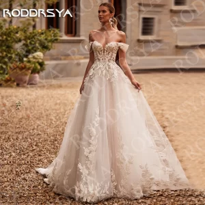 roddrsya charming off the shoulder wedding dresses applique lace robe de mariée sweetheart tulle a line bridal gown customized