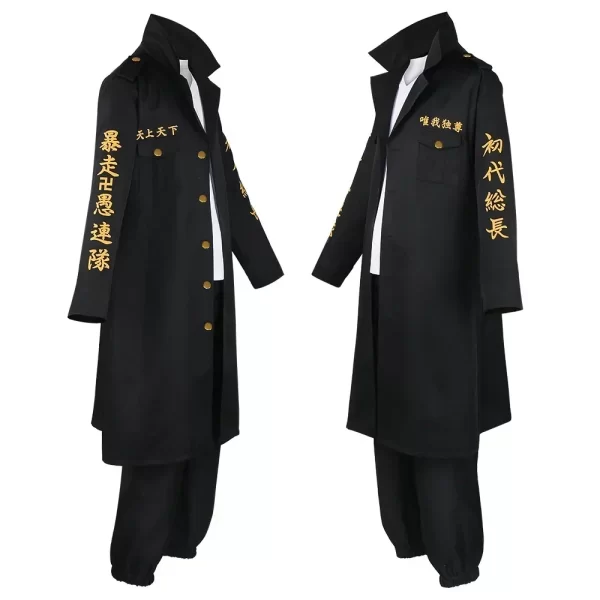 anime tokyo revengers manjiro sano cosplay costume black windbreaker pants uniform draken halloween carnaval clothes