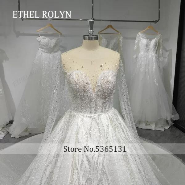 ethel rolyn luxury wedding dress for women new glitter long sleeve princess sweetheart backless bridal gown vestidos de novia