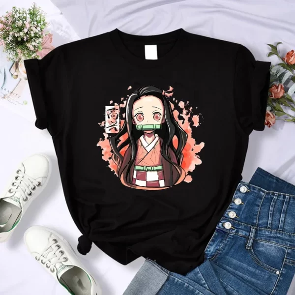 demon slayer t shirt women kimetsu no yaiba nezuko tshirt female tanjirou kamado graphic tee shirt japanese anime manga t shirt