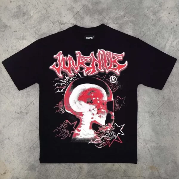 rock gothic cotton men t shirt fashionable casual retro round neck short sleeve y2k high street trendy loose versatile shirt