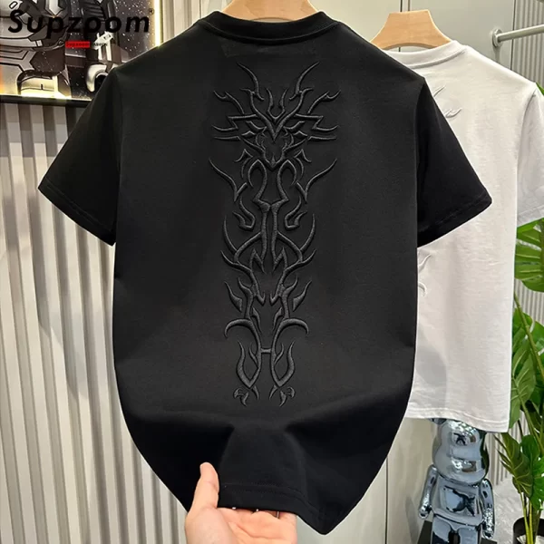 supzoom new arrival summer top fashion embroidery neutral short o neck casual hip hop heavy texture cotton ins loose men tshirt