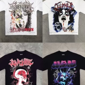 rock gothic cotton men t shirt fashionable casual retro round neck short sleeve y2k high street trendy loose versatile shirt