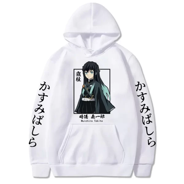 demon slayer muichiro tokito graphic hoodie pullover harajuku streetwear hoodies winter sweatshirt fleece sport jogging top