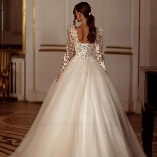 angel luxury shiny long sleeves wedding dress 2025 a line lace up women bridal gown customized applique beading vestido de novia