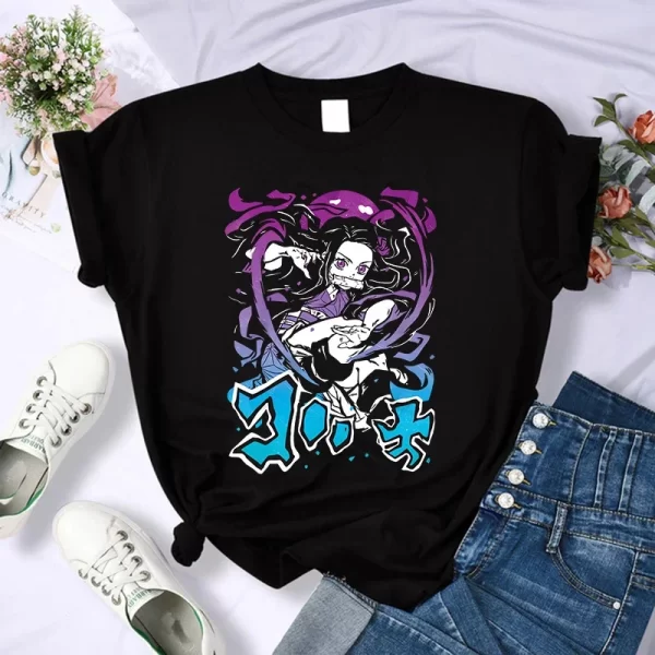 demon slayer t shirt women kimetsu no yaiba nezuko tshirt female tanjirou kamado graphic tee shirt japanese anime manga t shirt