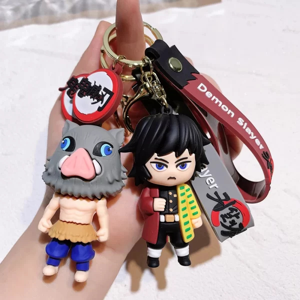 hot demon slayer kimetsu yaiba blade of ghost keychain cute characters bag pendant car key chain ring fans gift anime jewelry