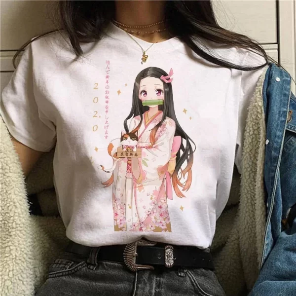 demon slayer plus size women's kimetsu no yaiba nezuko t shirt women's tanjirou kamado graphic t shirt japanese anime t shirt