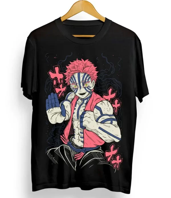 akaza kimetsu no yaiba t shirt demon slayer tanjiro unisex black tshirt cartoon anime pattern women's clothing fashion y2k top