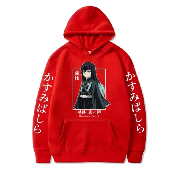demon slayer muichiro tokito graphic hoodie pullover harajuku streetwear hoodies winter sweatshirt fleece sport jogging top