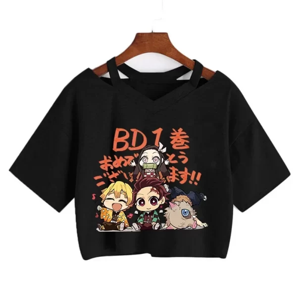 demon slayer t shirt nezuko tshirt women kimetsu no yaiba crop top tees japanese anime tanjirou kamado tops manga t shirt female