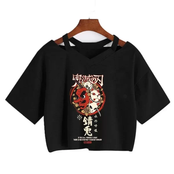 demon slayer t shirt nezuko tshirt women kimetsu no yaiba crop top tees japanese anime tanjirou kamado tops manga t shirt female