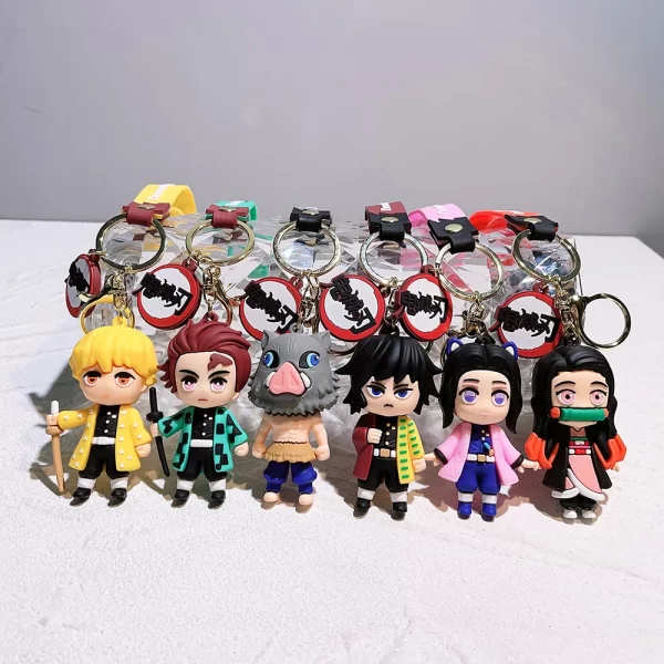 hot demon slayer kimetsu yaiba blade of ghost keychain cute characters bag pendant car key chain ring fans gift anime jewelry