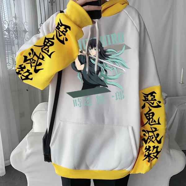 demon slayer anime harajuku hoodie men cool cartoon printed tokitou muichirou sweatshirt plus size imetsu no yaiba manga hoodies