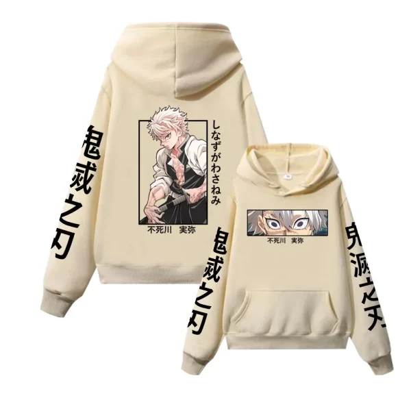 sanemi shinazugawa anime hoodie unisex pullover fleece comfortable soft hooded sweatshirts demon slayer manga printed streetwear