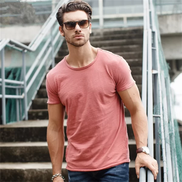 100% cotton men t shirt casual soft fitness summer thin t shirts men's home clothes o neck short sleeve soild t shirt for men